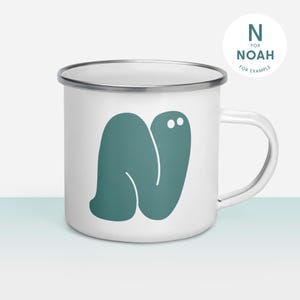 Caneca esmaltada Monster Gasolina - Personalizada com Letra - Caneca Robusta Perfeita para Aventuras de Acampamento Van Life