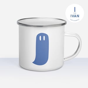 Taza Esmaltada Monster Blue - Personalizada con Letra - Taza robusta perfecta para viajes por carretera de aventuras y acampadas
