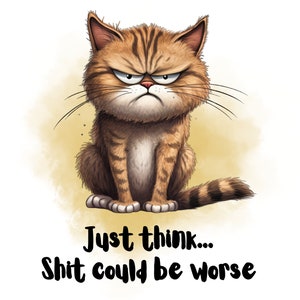 Shit could be worse Cat Clipart PNG, High Quality File, Humorous Funny Direct Print Sublimation