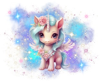 Unicorn Clipart PNG, High Quality Transparent Background File, Direct Print Sublimation