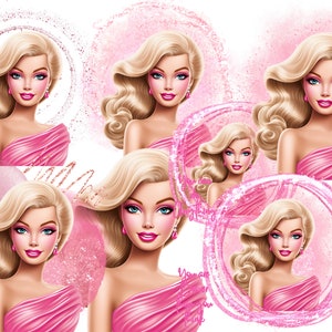 Pink girly Doll Clipart png Digital Download Sublimation
