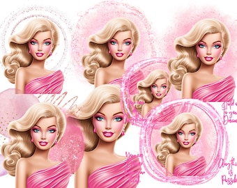 Pink girly Doll Clipart png Digital Download Sublimation