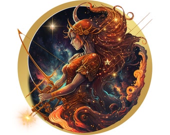 Sagittarius Zodiac Sign Clipart, Quality PNG (Digital Download)