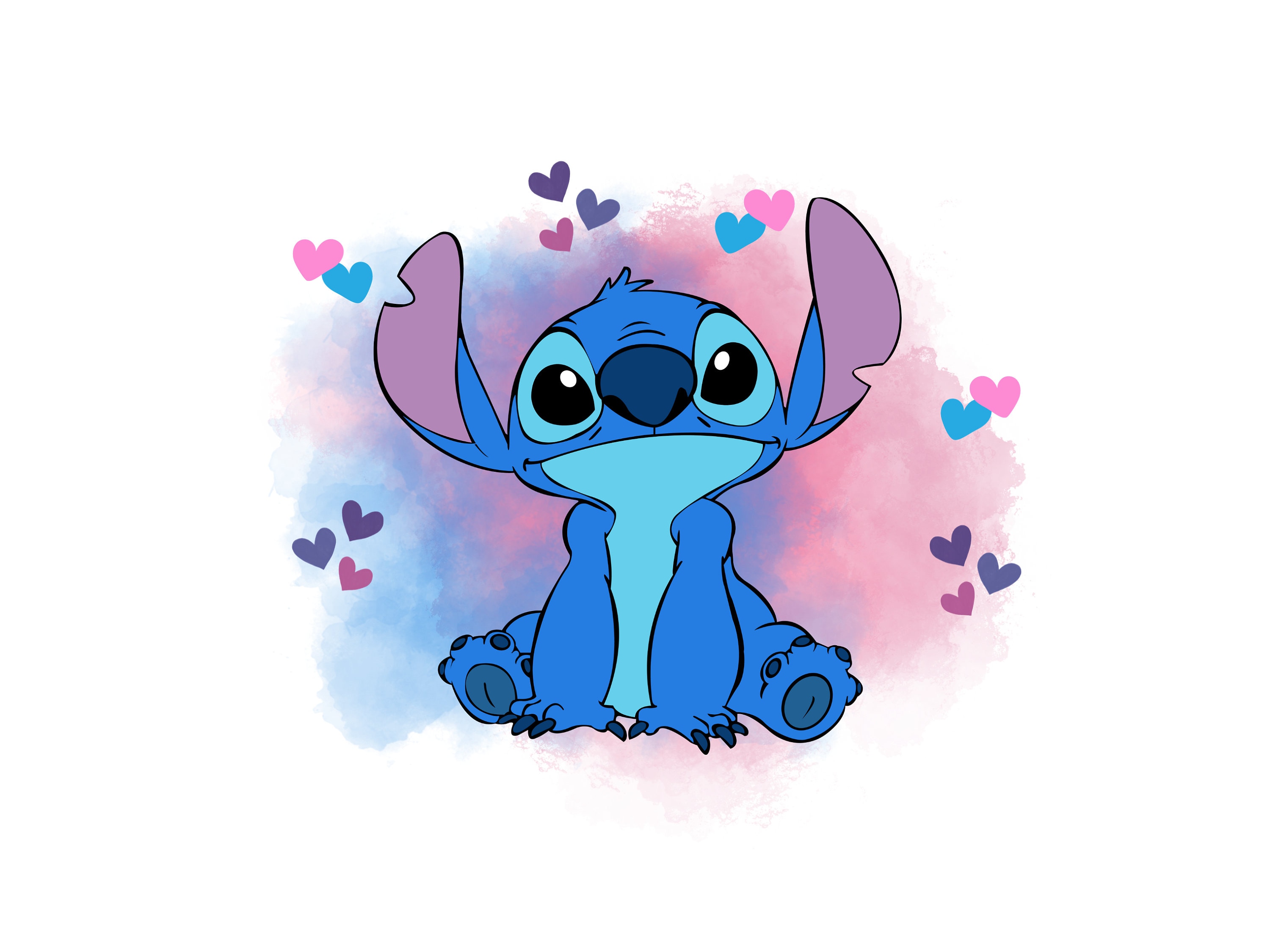Lilo and Stitch, Stitch from Lilo and Stitch with Hearts Clipart PNG, High Quality Transparent Background File, Direct Print Sublimation