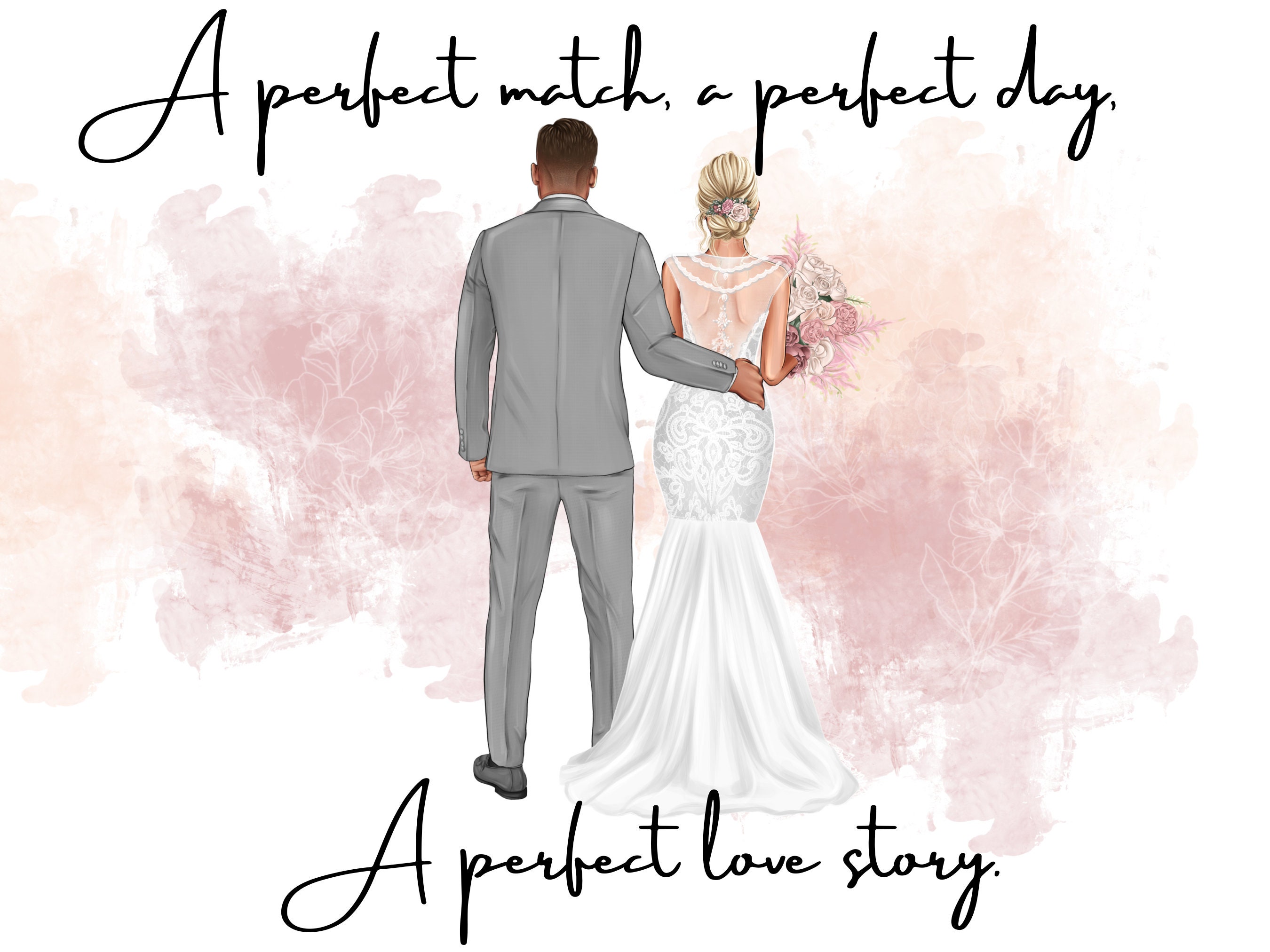 3 X Wedding Day Just Married Invitation Card Each in a different Variation Clipart PNG Digital Files