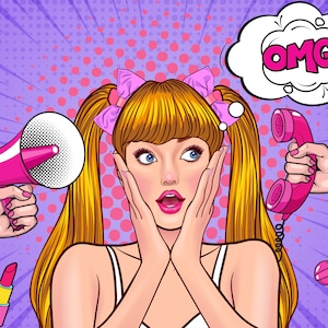 65 X Retro Comic Pop Art Girl Bundle Clipart PNG, Arquivos Digitais