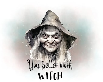 Witch PNG, Halloween clip art, Scary clipart, Witch clipart, Transparent Sublimation Digital Files