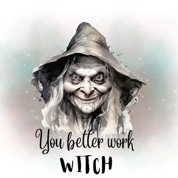 Witch PNG, Halloween clip art, Scary clipart, Witch clipart, Transparent Sublimation Digital Files