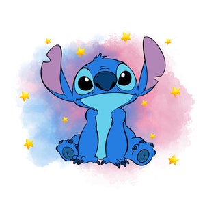 Lilo en Stitch, Stitch van Lilo en Stitch met sterren clipart PNG, transparant achtergrondbestand van hoge kwaliteit, direct print-sublimatie