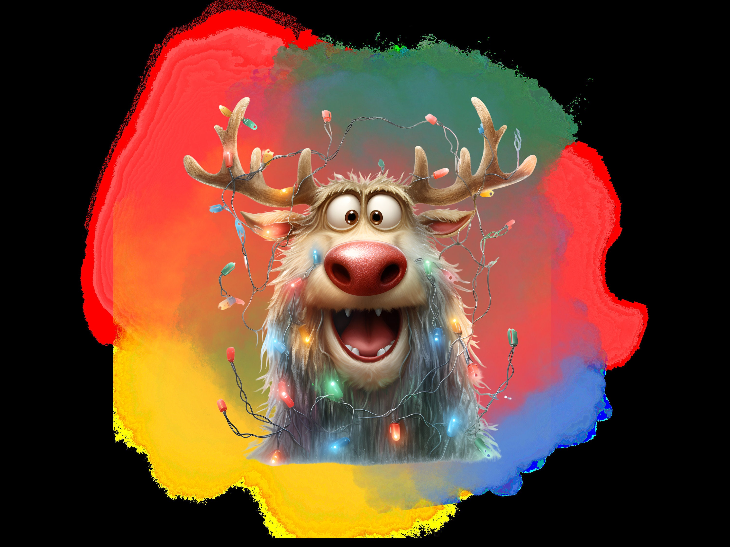 Rudolf the Red Nose Reindeer in Christmas Lights, Merry Christmas ...