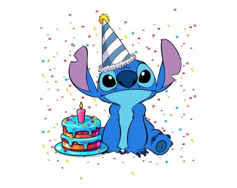 Lilo and Stitch, Stitch from Lilo and Stitch Birthday Clipart PNG, High Quality Transparent Background File, Direct Print Sublimation