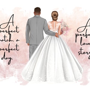 3 X Wedding Day Just Married Invitation Card Chacun dans une variation différente Clipart PNG Digital Files
