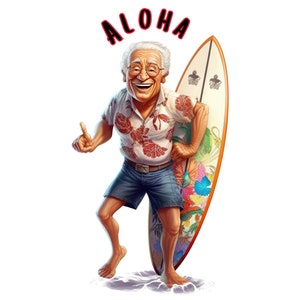 Aquarelle mon grand-père fou Aloha PNG Transparent Sublimation fichiers numériques