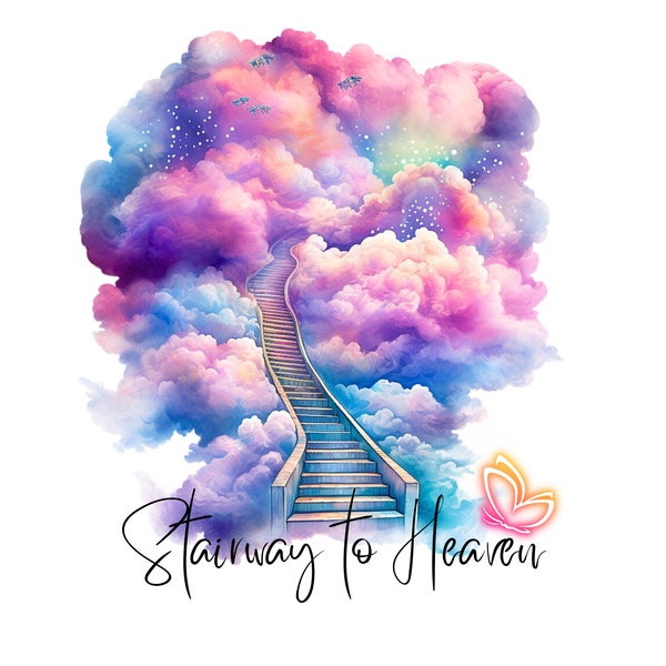 Stairway to heaven Clipart PNG, led zeppelin, rest in peace, robert plant, jimmy page, heaven door, zeppelin, sublimation, High Quality file