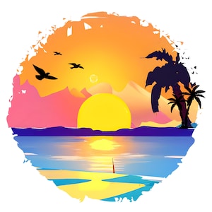 File digitali a sublimazione trasparente in modalità vacanza al tramonto sulla spiaggia