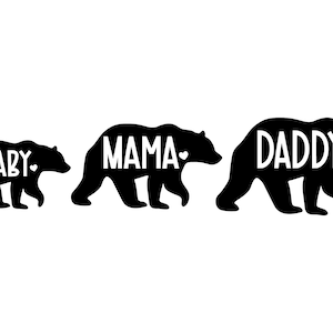 Bébé ours maman ours papa ours PNG, 3 ours de la famille, ours, fichiers numériques de sublimation transparente