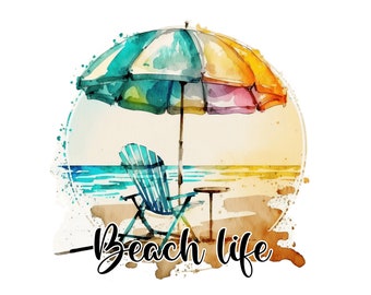 Beach Life PNG Transparent Sublimation Digital Files