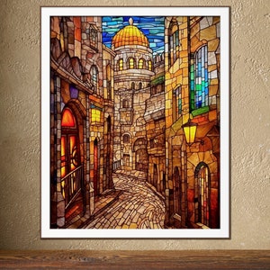 Holy Sepulchre in Jerusalem stained glass media  | Digital Oil Art Print | Christian Home Decor | Jerusalem | Israel Wall Art | Home Decor