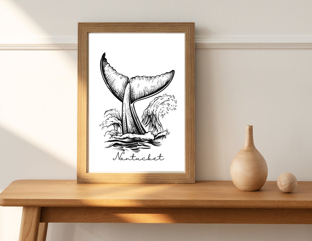 Nantucket Wall Art, Nantucket Whale, Whale's Tale Printable Art ...