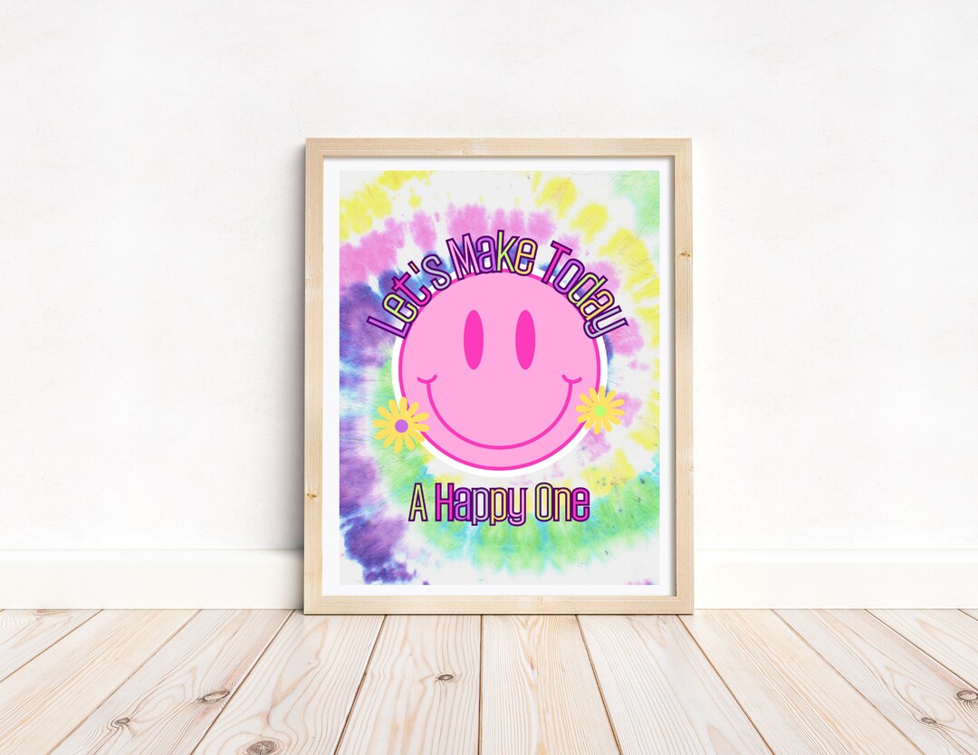 Tie Dye Happy Face Printable, Happy Art, Classroom Art, Homeschool