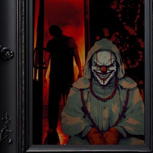Creepy Killer Clown Horror Poster | Disturbing Wall Art for Halloween Decor | Scary Evil Circus Art Print | Physical Only