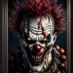 Malevolent Evil Clown Poster - Creepy Horror Wall Art in 7 Sizes - Unframed Scary Killer Circus Clown Print