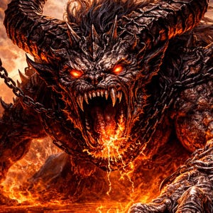 Hell Beast Demon Canvas Wall Art - Dark Fantasy Infernal Beast Artwork