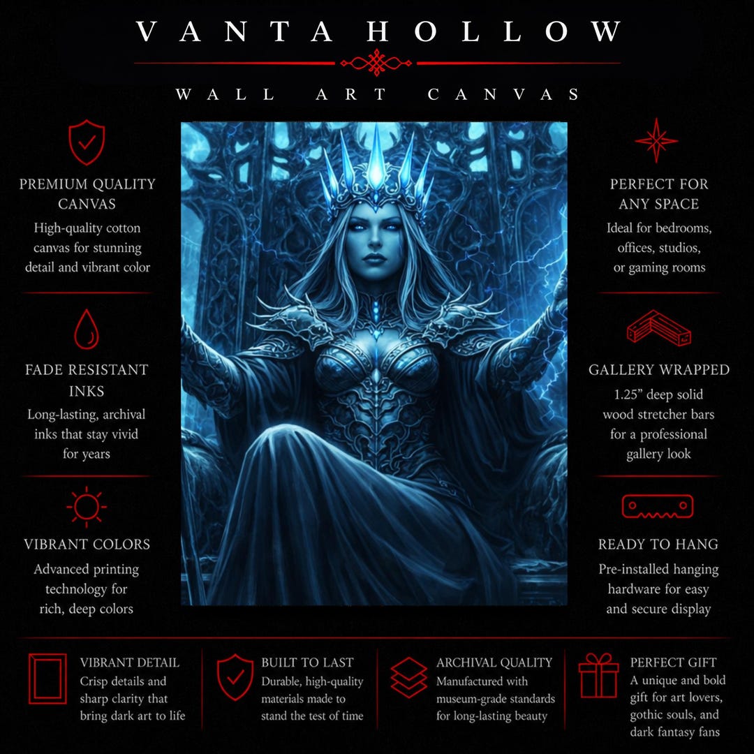 Dark Fantasy Ice Queen Canvas Art, Gothic Undead Throne Decor - Etsy