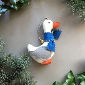 Enfeite de Natal de ganso de feltro, ganso de feltro para árvore de Natal, enfeite de animal de feltro, enfeite de Natal de pato