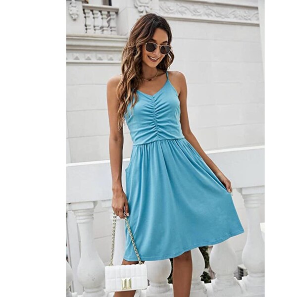 Spaghetti Strap Summer Dress Etsy UK