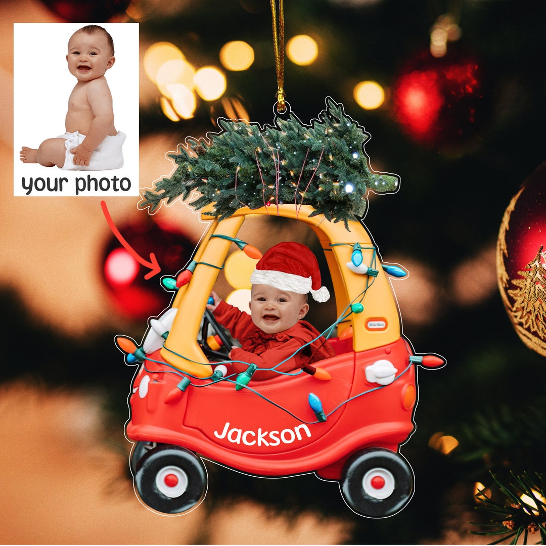 Custom Cute Kids Driving Car Christmas Light Acrylic Ornament Etsy Canada
