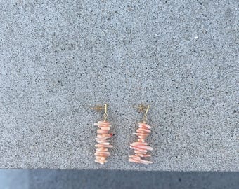 Vintage 14k Yellow Gold Natural Angel Skin Sea Coral Stud Earrings - 6mm, 7mm, 8.5mm - USA Made