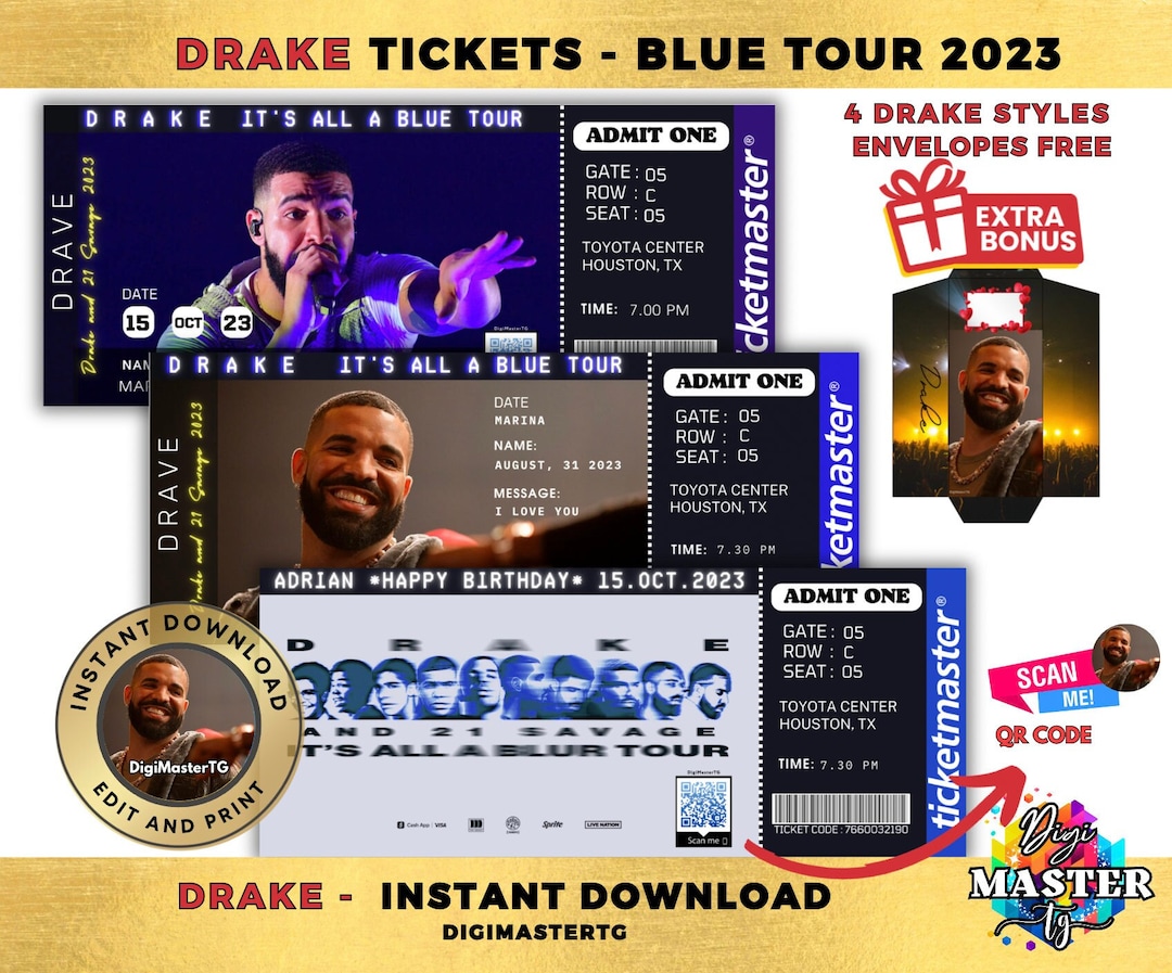Surprise Drake Ticket Drake Concert 2023 Blue Tour 2023 - Etsy Australia