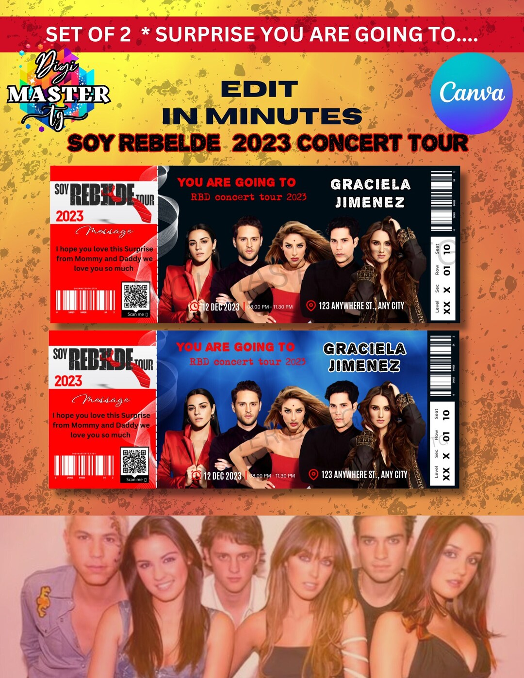 SURPRISE 2 RBD Rebelde Tickets Instant Download Rebelde Etsy