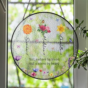 Best Friends Stained Glass, It Takes A Long Time To Grow An Old Friend, Soul Sisters Sun Catcher, Window Decor, Besties Birthday Gift