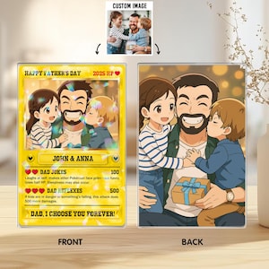 Cartes photos personnalisées Hologramme, Bloc acrylique personnalisé Anime pour papa, Plaque acrylique 2D personnalisée, Joyeuse fête des pères