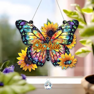 Colorful Butterfly Window Hanging Acrylic, Blue Butterfly Suncatcher, Butterfly Art, Garden Decor, Butterfly Ornament, Mother&#39;s Day Gift