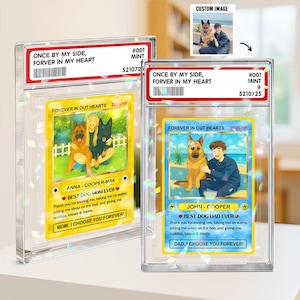 Personalisierte Poke Dog Hologramm Plakette, Anime Stil Hunde Dad Karte, personalisierte Haustier-Sammelkarte für Hundeliebhaber, benutzerdefiniertes Foto Anime Haustier