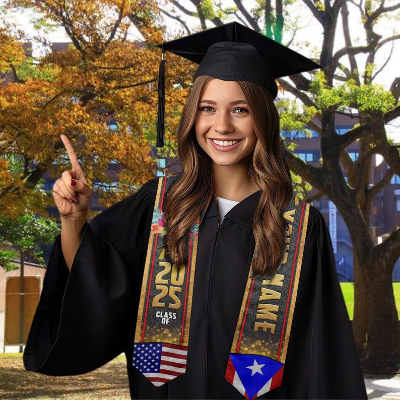 Puerto Rican Graduation Mexican Graduation Sash Custom Stole 2025 - Personalized Name & Year ...