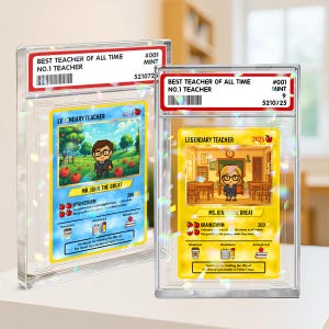 Biglietto d'auguri personalizzato per insegnante, biglietto olografico acrilico anime personalizzabile per insegnante, biglietto d'auguri leggendario personalizzato per insegnante, regalo con ornamento olografico