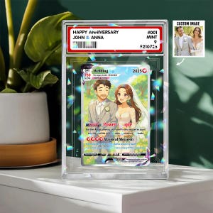 記念日のカスタム写真アニメテーマギフト、パーソナライズされたポケ記念日カード、カップル向けホログラムアクリルカード、記念日ギフト