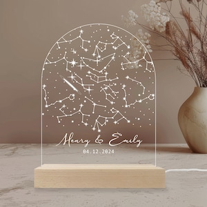 Benutzerdefinierte Sternenkarte nach Datum Nachtlicht, Sternenkarte LED Schreibtischlampe, personalisierte Konstellationskarte, Nachthimmel nach Datum, Valentinstag Geschenk für sie