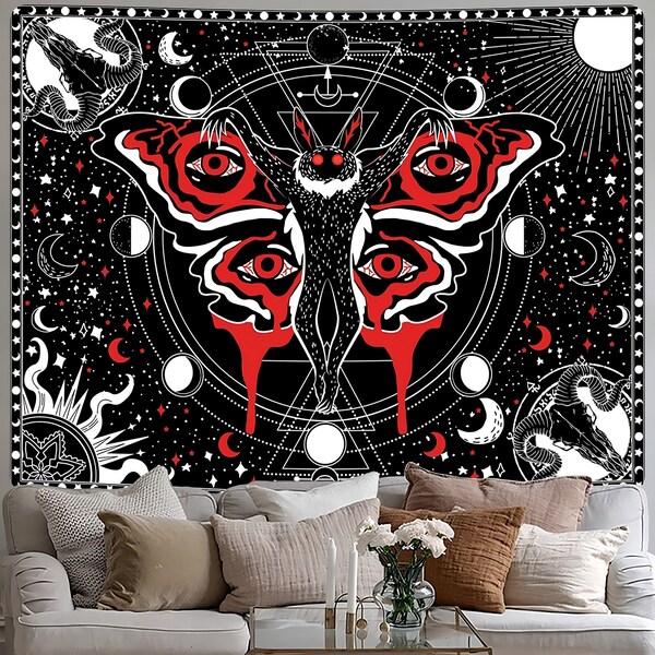 Mothman Tapestry, Moth Tapestry, Wall Hanging, Moths, Moth Pattern, Wall Tapestry