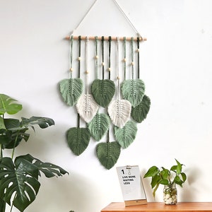 Macrame Leaf Wall Hanging, Boho Wall Decor, Woven Wall Hanging, Macrame Wall Hanging, Tassel Wall Hanging, Dangling Wall Decor, Yarn Hanging