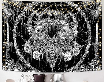 Gothic Skull Tapestry, Goth Tapestry, Wall Hanging, Skull Tapestry, Goth Aesthetic, Skeleton Tapestry, Wall Tapestry