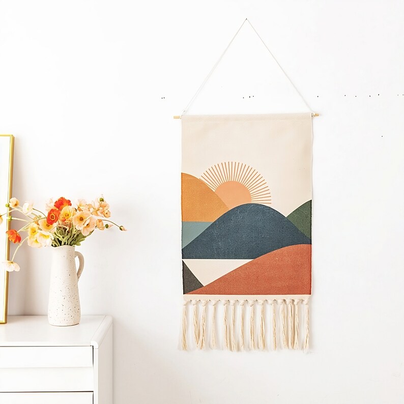 Macrame Wall Hanging, Macrame Tapestry, Sunset Tapestry, Sunrise Tapestry, Sunset Macrame, Sunrise Macrame, Seaside Tapestry, Ocean Macrame Dusk