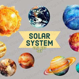 Système solaire Clipart - 10 Images PNG HD 2048 x 2048 - système solaire planètes soleil espace terre enfants science graphiques téléchargement immédiat