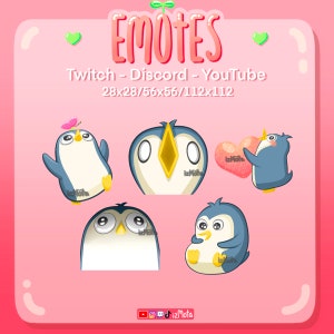 PENGUIN EMOTES (5) | Twitch, Discord, YouTube | Cute penguin emote starter pack for stream chat or discord messaging!