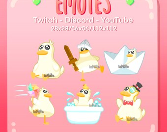 DUCK EMOTES (6) | Twitch, Discord, YouTube | Cute duck emote starter pack for streaming or discord messaging!