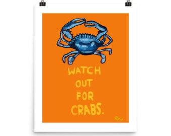 Crab Print - Marine Art Poster Marine Wall Art Seaside Decor - Create Your Own Set From Our Shop